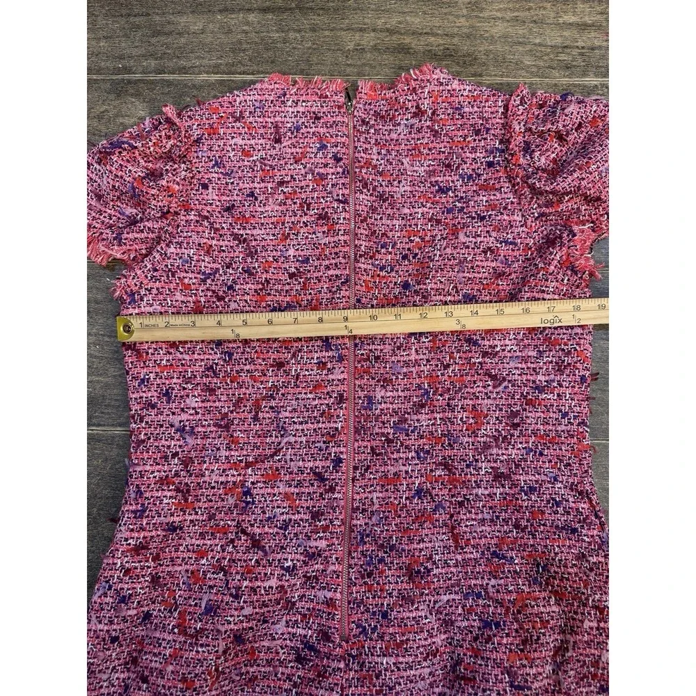Kate Spade New York Flutter Sleeve Tweed Dress Pink Size 12 Jackie O Preppy‎